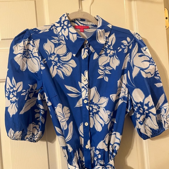 Flying Tomato Royal Blue & White Floral Button-Front Midi Dress - Picture 6 of 12